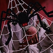 お買い得  ハロウィンの屋外装飾-16.5フィートの大きな蜘蛛の巣 + 5フィートの毛深い蜘蛛 &amp;伸縮性のあるクモの巣、ハロウィーンの飾り、恐ろしい偽のクモ、三角形の巨大なクモの巣、屋外屋内お化け屋敷ポーチ庭用の大型小道具
