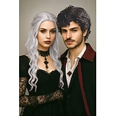  פאות קוספליי שחור מתולתל שיער סינטטי קצר פאות בגדי ריקוד גברים פאות למסיבה