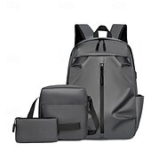 お買い得  大学のバックパック-メンズ 3ピース ブラック バックパック セット – 大学、仕事、旅行に最適なショルダーバッグとポーチ付きの防水スクールバッグ
