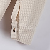 baratos Casacos &amp; Sobretudos para Homem-Homens jaqueta leve Jaqueta Waffle Jaqueta de Camisa Jaqueta casual Férias Diário Respirável Bolsos Primavera Outono Tecido Moda Clássico Lapela Padrão Preto Branco Vinho Verde Escuro cáqui Casaco