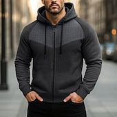 baratos hoodies básicos dos homens-Homens Moletom Full Zip Hoodie Moletom com capuz Preto Vermelho Azul Cinzento Com Capuz Tecido Patchwork Desportos e Ar livre Casual Diário Roupa de rua Legal Roupa de Esporte Primavera &amp; Outono Roupa