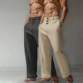 abordables Classique-Homme Pantalons en Lin Pantalons Pantalon d&#039;été Pantalons Amples Pantalons de Plage Poche Avant Jambe Droite Uni Confort Respirant Longueur complète Occasionnel Quotidien Fête Vacances Mode Blanc