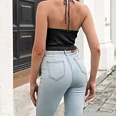 levne Pevné barvy-Dámské Rolák Na běžné nošení Pevná barva Tlustý Tričkový Pletený Bez rukávů Crop Tops Plést Denní Dovolená Jdeme ven Černá Meruňková Podzim Zima