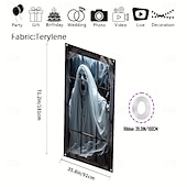 お買い得  ハロウィン-ハロウィンの窓バナーデコレーション 1個 怖いゴーストデザイン ポリエステル生地 屋内壁と窓用装飾 パーティーやカーニバル用 電気不要 万能ホリデーアクセサリー