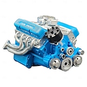 billiga Skulpturer-V8-motor hartsprydnad bensin liten blockmotor modellbyggsatser invecklad växeldesign motorfigur skulptur hantverk för skrivbord bokhylla dekoration