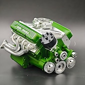 billiga Skulpturer-V8-motor hartsprydnad bensin liten blockmotor modellbyggsatser invecklad växeldesign motorfigur skulptur hantverk för skrivbord bokhylla dekoration
