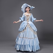 abordables Robes-ancien Rococo Renaissance Maxi Robe Normal Juliette Princesse Mariée Plissé Volanté Princesse Col rond Déguisement Femmes Halloween Carnaval Mascarade Soirée Halloween Performance Adultes