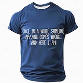 お買い得  メンズおもしろTシャツ-男性用赤い面白いグラフィックTシャツ - 「たまに素晴らしい人が現れる.. そして私がここにいる」短袖