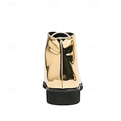 cheap Dress Boots-Men&#039;s Shiny Gold Lace-Up Ankle Boots – Fashion Statement Dress Boots for Stage Shows, Prom Nights &amp; Festivals