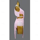 abordables Tenues de danse latine-Robe de danse latine glamour à franges pour femme – Costume à franges scintillantes, idéal pour le cha-cha et la rumba &amp;spectacle de salle de bal