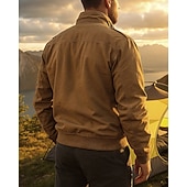 Men's Fleece Cargo Jacket Cotton Winter Outdoor Thermal Warm Top Black Green Khaki cheap Fleece & 3 in 1 Jackets-Men's Fleece Cargo Jacket Cotton Winter Outdoor Thermal Warm Top Black Green Khaki