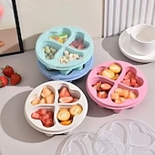 cheap Event &amp; Party Supplies-4pcs Heart-Shaped Bento Boxes with Transparent Lids, 4 Colors, Divided Snack Containers for Fruits, Candy, Nuts, and Tea Time Treats