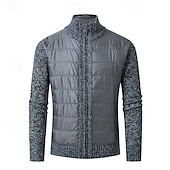preiswerte Herren Strickjacke-Herren Strickjacke Kurzer Pullover Reißverschluss-Pullover Strickpullover Gerippt Stricken Normale Oberteile Patchwork Tasche Einfach Stehkragen Mode Klassisch Urlaub Alltagskleidung Bekleidung