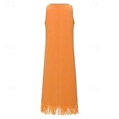 cheap Boho Dress-Women&#039;s Midi Dress Boho Dress Western Dress Fashion Modern Outdoor Vacation Holiday Regular Fit Flower Sleeveless Crew Neck Orange Summer