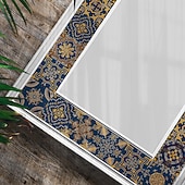 お買い得  ウォールステッカー-24枚のモロッコ風タイルステッカー、厚手のクリスタルフィルムPVC壁用デカール、防水 &amp;耐油性、取り外し可能なレトロなタイル壁装飾、バスルーム、キッチン、ヴィンテージホーム