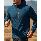 cheap Running Jackets-Men's Solid Colored Running Jacket Outdoor Jacket Spring Fall Pockets Full Zip Long Sleeve Athletic Waterproof Sun Protection Windproof Lightweight Moisture Wicking Fishing Hiking Running Blue Dark