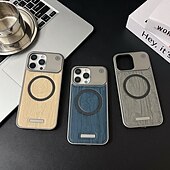 levne Pouzdra pro iPhone-telefon Carcasă Pro iPhone 17 Pro Max 17 Air 16 15 14 Pro Max Plus 13 Pro Max Zadní kryt Magnetické Nárazuvzdorné Textura dřeva PC