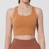 abordables Soutiens-gorge de sport &amp; gilets-Femmes Débardeurs d&#039;entraînement Soutien-Gorges de Sport Sous-vêtement Séchage Rapide Supports élevés Respirant Sans-Fil Rembourré Couleur Unie / Unie Sport Tenues de Sport Noir Jaune Salle de sport
