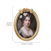 cheap Picture Frames-Gold 3D Rose Oval Decorative Photo Frame, European Style Elegant Gold Tabletop Frame, Warm Home Decor for Photo Display and Photography Props