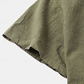 economico Vacanza-Per uomo Camicia bianca di cotone Camicia Estiva Camicia casual Camicia in cotone e lino Camicia con colletto cubano Semplice Vacanza Casuale Nero Giallo Blu marino Verde Manica Corta Collo Camp