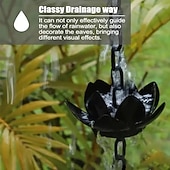 baratos Produtos de limpeza-Corrente coletora de chuva de lótus dourada de 47 polegadas para calhas externas com adaptador para fluxo de água eficiente &amp;Protetor de calha anti-respingos para decoração de jardim, drenagem de