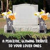 cheap Halloween-Solar Cemetery Grave Vase with LED for Fresh Artificial Flowers Headstones Vases with Spikes Grave Decorations for Cemetery Grave Markers Decor Halloween Christmas Decoration Memorial Gifts