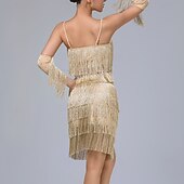 cheap Latin Dancewear-Latin Dance Skirts Tassel Pure Color Splicing Women&#039;s Performance Training Sleeveless High Polyester