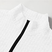 abordables Polo Clásico para Hombre-Hombre Camisetas polo con diseño de gofre Casual Cremallera de un cuarto Manga Larga Moda Cómodo Bloque de color Cerrar Bolsillo Otoño Primavera &amp; Otoño Ajuste regular Blanco Negro Azul Naranja