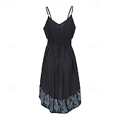 cheap Boho Dress-Women&#039;s Mini Dress Boho Dress Western Dress Fashion Classic Modern Outdoor Vacation Holiday Regular Fit Flower Sleeveless V Neck Black Summer