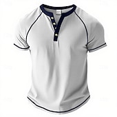 levne Ležérní tričko Henley-Pánské Tričko Henley Tričko Top Tričko ze směsi bavlny Krátký rukáv Barevné bloky Bez vzoru Retro Módní Designové Základní Kontrastní krajka Klínové rukávy Henley ulice Ležérní Běžné / Denní Léto