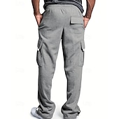 voordelige Joggingbroeken-Multi-pakketten 3 stuks Voor heren Zwart + grijs + blauw Joggingbroek met wijde pijpen Broek Elastische taille Trekkoord Effen Vakantie Alledaagse kleding Polyester Lente