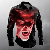preiswerte 3D-Muster-tw017ap Shadow Demon von Tom Wood Herrenhemd mit menschlichem Gesicht und Knöpfen, langärmelig, Designerhemd, limitierte Künstleredition