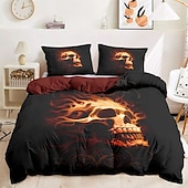 baratos Quarto de Halloween-Capa de edredom de Halloween Fire Tiger da Tom Wood, conjunto de cama com 3 peças e fecho de zíper, macio e leve, decoração de quarto para festas