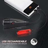 cheap Work Lights-Ultra Bright USB Rechargeable Bike Light Set, Powerful Bicycle Front Headlight and Back Taillight, 4 Light Modes, Easy to Install for Men Women Kids Road Mountain Cycling Black