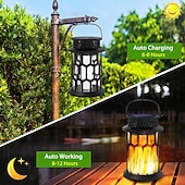 billige Halloween utendørs-1 stk halloween jul utendørs solcelledrevet vanntett blinkende flamme håndholdt lykt 28 led-stråler gårdsplass hage plen sti anhengslampe hengende lys dekorativ lys landskapslys