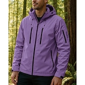 cheap Outdoor Jackets-Men&#039;s Windbreaker Hiking Jacket Rain Coat Outdoor Waterproof Windproof Lightweight Hiking Outfits Hiking Clothes Spring Autumn / Fall Top Camping / Hiking / Caving Running Black White Dark Purple