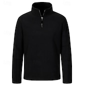economico felpe in pile-Per uomo Maglia Felpa con cappuccio in pile Felpa con zip corta Nero Marrone Verde Cachi Grigio scuro Collo Alto Semplice Zip a un quarto Sport &amp; Outdoor Casuale Quotidiano Streetwear Cool