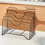 cheap Kitchen Storage-Pot Lid Holder and Cutting Board Organizer, Freestanding Iron Drain Rack for Kitchen Countertop, Cabinet or Shelf, Multipurpose Kitchen Organizer and Storage Accessory