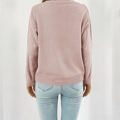 abordables Couleurs unies-Femmes Pull Occasionnel Couleur Unie Épais Col en V Tricoté Trou manche longue Hauts Réguliers Tricoter Quotidien Fête Sortir Jaune Rose Claire Automne Hiver
