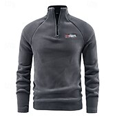 economico felpe in pile-Per uomo Felpa con zip Felpa con cappuccio in pile Nero Rosso Grigio Colletto Mao Semplice Con zip Zip a un quarto Sport &amp; Outdoor Casuale Quotidiano Streetwear Cool Abbigliamento Sportivo Autunno