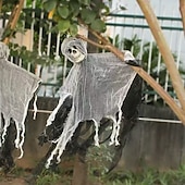 お買い得  ハロウィンの屋外装飾-ハロウィーンの大きな吊り下げゴーストの恐ろしい頭蓋骨の装飾、お化け屋敷と脱出部屋の小道具、バー、KTV、パーティー、不気味なハロウィーンの装飾のための魔女とホラーシーンのセットアップ