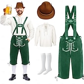 voordelige Heren-Oktoberfest Lederhosen Hemd Alpine Hoed Bavarian Duits Weiden Voor heren Carnaval Feest Bierfestival Doek in traditionele stijl Blouse Short Outfits