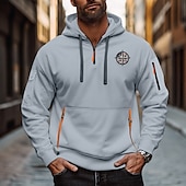 economico Felpa Tattica-Per uomo Felpa con cappuccio Felpa con cappuccio e zip corta Nero Bianco Vino Blu marino Blu Reale Con Cappuccio Semplice Con zip Tasca Frontale Tattico Sport &amp; Outdoor Casuale Streetwear Cool