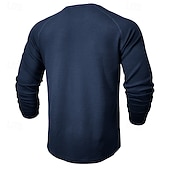 cheap Casual Henley Tee-Men&#039;s Waffle Henley Shirt Tee Long Sleeve Solid Color Plain Textured Fashion Designer Casual Raglan Sleeves Henley Outdoor Casual Daily Summer Fall Winter Black Light Blue Dark Red Henley T-Shirt