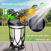 tanie Oświetlenie krajobrazowe-1 szt. zewnętrzna wodoodporna lampa z migającym płomieniem słonecznym 28 koralików LED na dziedziniec, ogród, trawnik, ścieżka, taras, lampa wisząca, lampa wisząca, halloween, dekoracja na imprezę