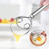 cheap Kitchen Utensils &amp; Gadgets-Stainless Steel Magic Dough Whisk Double Loop Mixer, Handheld Flour Dough Mixing Tool, Manual Egg Beater and Bread Batter Stirrer for Baking, Kitchen Utensil for Pastry and Pizza Dough