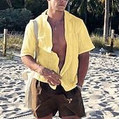 preiswerte Herren Strickjacke-Herren Pullover Strickjacke Kurzer Pullover Gerippt Stricken Normale Oberteile Gestrickt Einfach Umschlagkragen Bohemien Urlaub Lässig Alltagskleidung Bekleidung Sommer Schwarz Weiß S M L