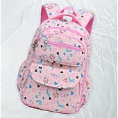 economico Zaini per Bambini e Adolescenti-Zaino scolastico stampato per bambine con ciondolo a forma di cuore con cerniera, zaino multitasche leggero e impermeabile per studenti delle scuole elementari e medie, disponibile in rosa, viola, blu e beige