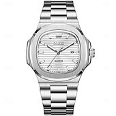 abordables Montres à quartz-OLEVS Femmes Hommes Montre à quartz Luxe Grand cadran Mode Affaires Lumineux Calendrier IMPERMÉABLE Bracelet en acier inoxydable Suivre