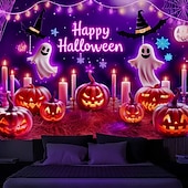 voordelige halloween wandtapijten-Halloween Blacklight Wandtapijt Schattig Spook Pompoen UV Reactief Glow in the Dark Bos Trippy Berg Mistige Begraafplaats Spook Hengende Wandtapijt Wanddecoratie Muurschildering voor Woonkamer